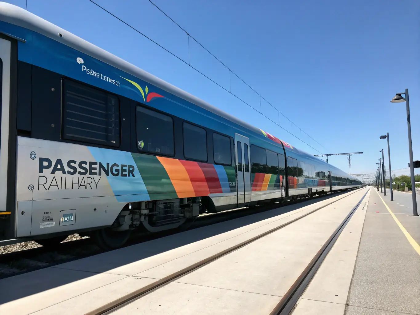 A photograph depicting a modern train arriving at a station, symbolizing convenient travel options to the Tech Expo UK venue.